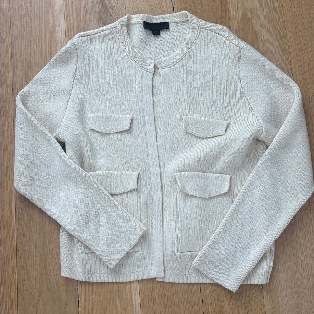 Zara Beige Knit Cardigan with Pockets